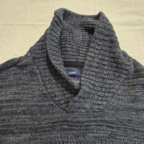 American Rag Cie Men's Multi-Textured Shawl Collar Pullover Sweater Sz L Black - Picture 2 of 10